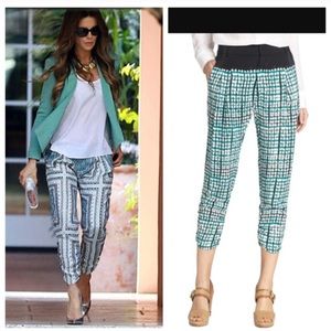 Parker Devlin silk pants cropped ruched ankle